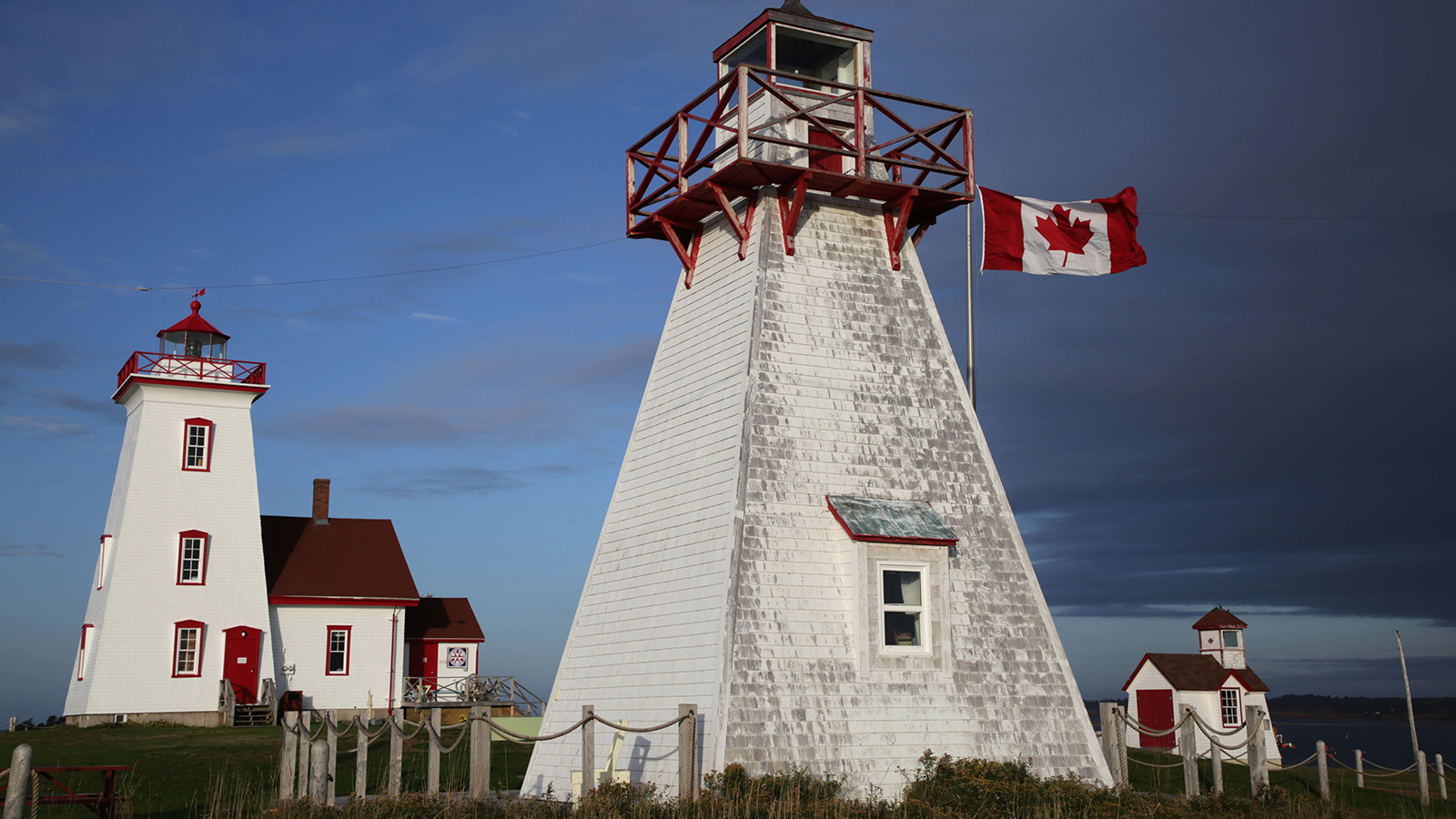 The Wood Islands lighthouse and range lights greet Northumberland Ferry passengers from Nova Scotia.