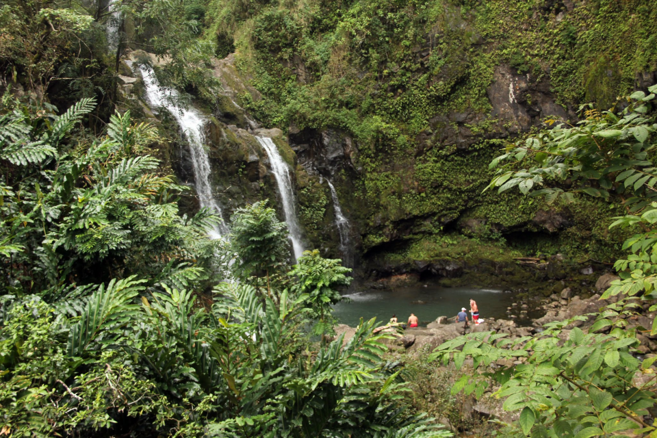 Three Bears Waterfalls Along Road to Hana